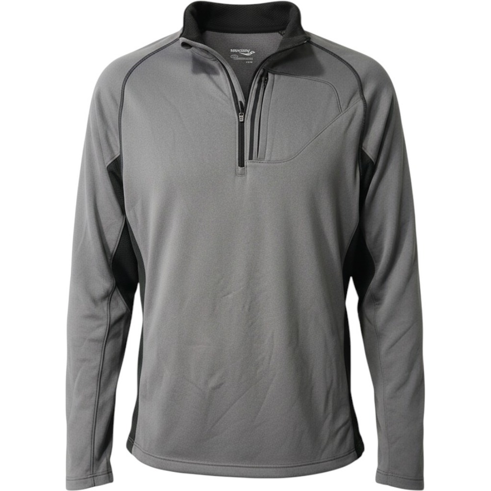 Saucony Mens Gray Black Quarter Zip Pullover Running Athletic Jacket Size M